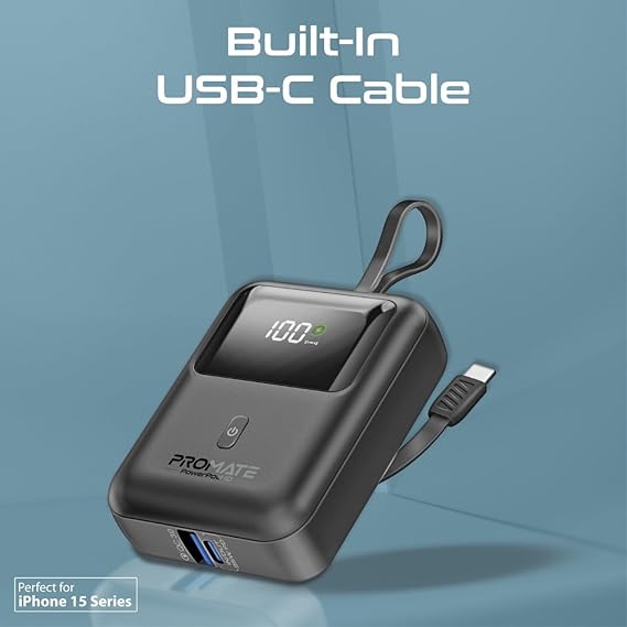 Promate Power Bank, Universal 10000mAh Ultra-Compact Portable Charger