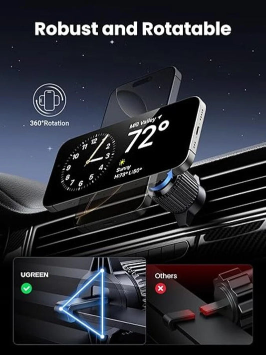 UGREEN Qi2 Wireless Car Charger, 15W Fast Charging Strong Magnetic Car Phone Holder with LED Light for iPhone