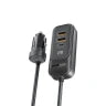Promate Premium 120W DC Car Charger With Extended Fast-Charging Hub Black