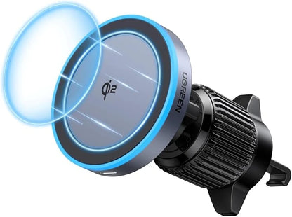 UGREEN Qi2 Wireless Car Charger, 15W Fast Charging Strong Magnetic Car Phone Holder with LED Light for iPhone