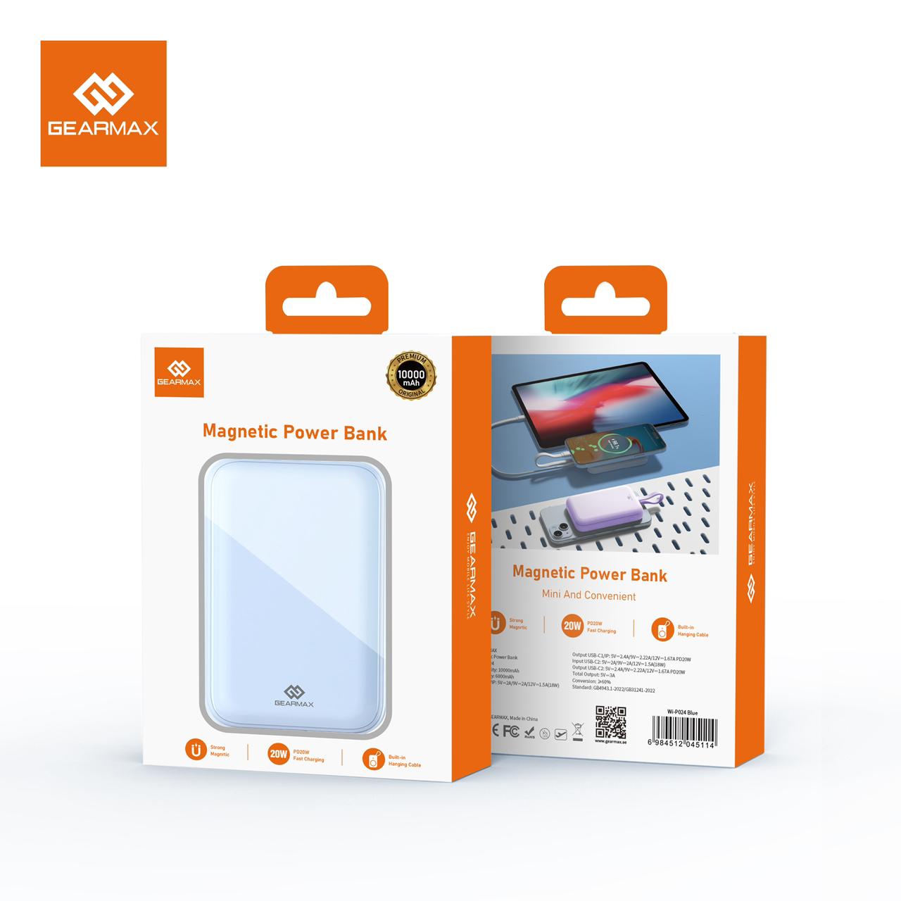 GEARMAX Magnetic Power Bank, 10000 , fast charging for all mobile